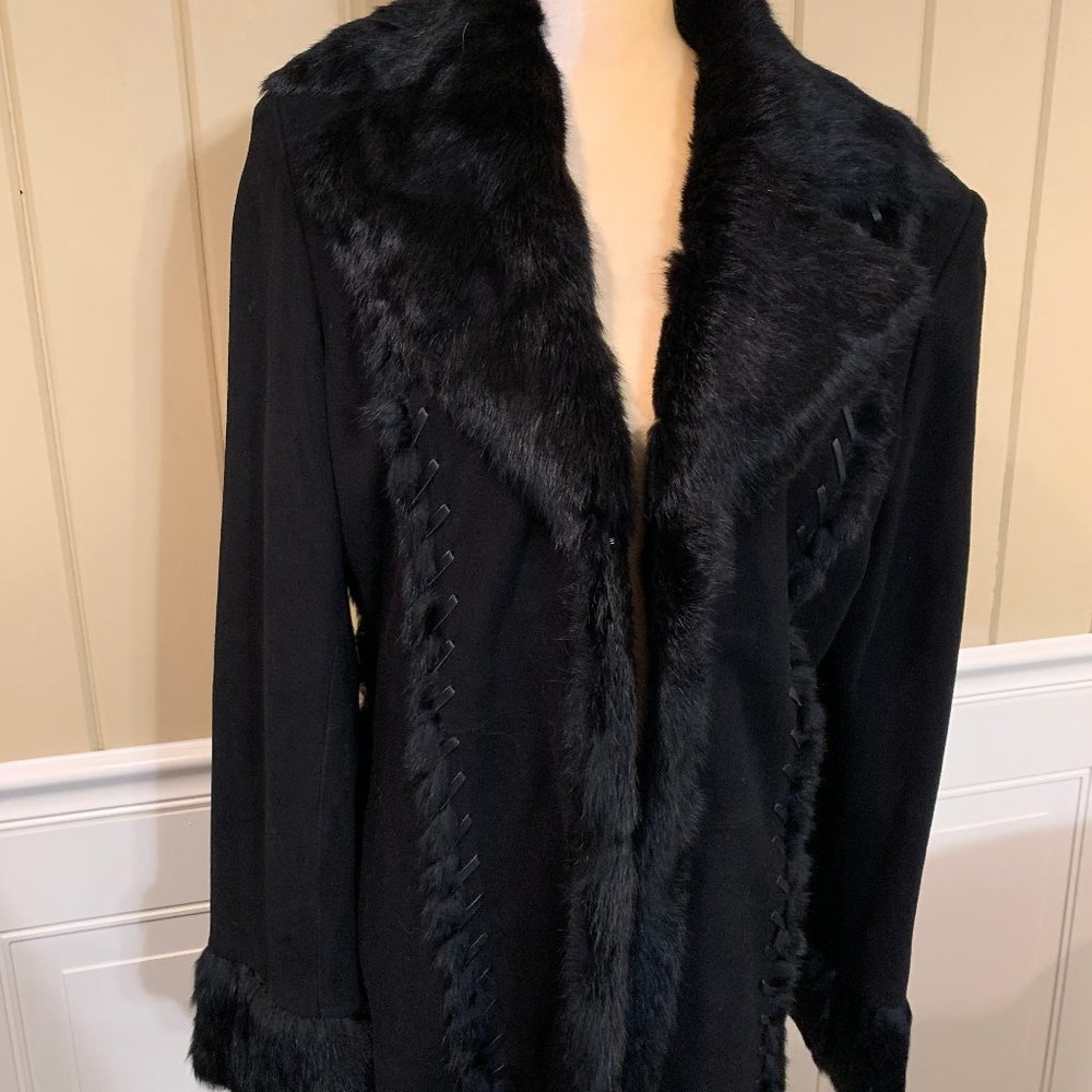 Suede Fur Jacket - Black - L